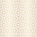 Morocco gold seamless pattern. Repeating golden marocco grid. Arabic background. Repeated simple moroccan mosaic motive. Islamic