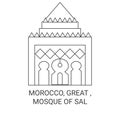 Morocco, Great , Mosque Of Sal travel landmark vector illustration