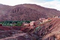Morocco, Kasbah in the Dades Valley also known as Valley of the Roses. Dades River Royalty Free Stock Photo