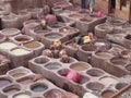 Morocco. Leather Tanning proces Marrakech Tanneries,