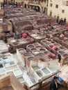 Morocco. Leather Tanning proces Marrakech Tanneries,