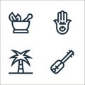 morocco line icons. linear set. quality vector line set such as guembri, palm tree, hamsa