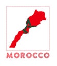 Morocco Logo. Map of Morocco with country name.