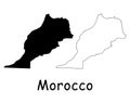 Morocco Country Map. Black silhouette and outline isolated on white background. EPS Vector