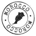 Morocco Map Silhouette Postal Passport Stamp Round Vector Icon Seal Badge Illustration.