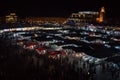 MOROCCO - MARRAKECH JAN 2019: Night view of Djemaa el Fna, a square and market place in Marrakesh medina quarter