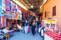 Morocco. Marrakesh. December 8, 2018. Beautiful streets with souvenir shops in Marrakesh, Morocco Travels Shopping