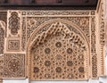Morocco, Marrakesh. Detail of an arch with symmetrical Islamic - Arabesque style stucco work