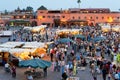 Morocco Marrakesh. Djema el Fna square at sunset