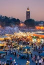 Morocco Marrakesh. Djema el Fna square at sunset