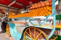 Morocco Marrakesh. Fresh orange juice stall in Djema el Fnaa square