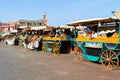 Morocco Marrakesh. Fresh orange juice stall in Djema el Fnaa square