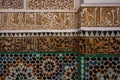 Morocco. Marrakesh. Madrasa Ben Youssef. Koranic writing detail. The largest and most important madrassah in Morocco Royalty Free Stock Photo