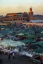 Morocco. Marrakesh. Morocco. Marrakesh. Place Jemaa el fna at sunset