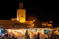 Morocco Marrakesh. The night market in Djema el Fna square at sunset