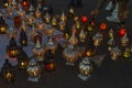 Morocco. Marrakesh. Seller of small decorative lanterns on the square Jemaa el fna at night Royalty Free Stock Photo