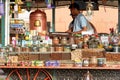 Morocco Marrakesh. Tea and spices stall at the market