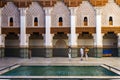 Morocco. Marrakesh. Tourists at Madrasa Ben Youssef. The largest and most important madrassah in Morocco