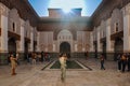 Morocco. Marrakesh. Tourists take picture at Madrasa Ben Youssef. The largest and most important madrassah in Morocco