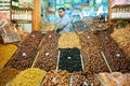 Morocco Meknes. Sale of dried fruit in the souk