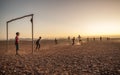 In Morocco, a North African country, children here are playing football on a crude court