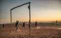 In Morocco, a North African country, children here are playing football on a crude court
