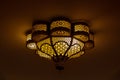 Morocco Ornate metal lamp in the wall of a mosque, Qatar.Morocco style lamp or lantern. Morocco Morocco Tourism, culture, travel Royalty Free Stock Photo