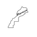 Morocco outline map with the handwritten country name. Continuous line drawing of patriotic home sign