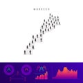 Morocco people map. Detailed vector silhouette. Mixed crowd of men and women. Population infographic elements Royalty Free Stock Photo