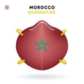 Morocco Quarantine Mask with Flag. Medical Precaution Concept. Vector illustration Coronavirus isolated on white