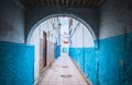 Morocco, Rabat, blue streets of old town Medina Royalty Free Stock Photo