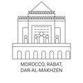 Morocco, Rabat, Daralmakhzen travel landmark vector illustration