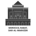 Morocco, Rabat, Daralmakhzen travel landmark vector illustration