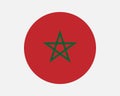Morocco Round Country Flag. Moroccan Circle National Flag
