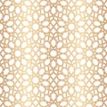 Morocco seamless pattern. Gold ottoman motif. Golden islamic background. Repeated arabic star patern. Repeating traditional girih