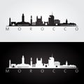 Morocco skyline and landmarks silhouette Royalty Free Stock Photo