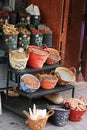 Morocco spice baskets Royalty Free Stock Photo