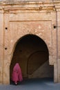 Morocco. Taroudant. A woman in a chador in the medina