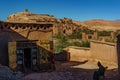 Morocco. A tourists shop in front of the village of Ait Benhaddou