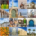 Morocco travel collage - Moroccan landmarks of Casablanca, Tanger Royalty Free Stock Photo