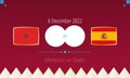 Morocco vs Spain football match in Round of 16, international soccer competition 2022