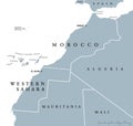 Morocco and Western Sahara political map