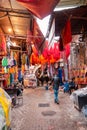 Moroccon people at the dyers souk in Marrakesh, Morocco