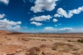 Moroco Desert panorama with white clouds Royalty Free Stock Photo