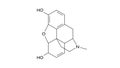 morphine molecule, structural chemical formula, ball-and-stick model, isolated image strong opiate Royalty Free Stock Photo