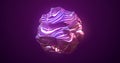 Morphing of a purple sphere, a ball of molten fluid iridescent brilliant beautiful glowing on a dark blue background. Abstract