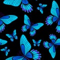 Morpho Butterflies Seamless Surface Pattern Blue Butterfly Repeat Pattern for Textile Design, Fabric Printing, Fashion, Wallpaper Royalty Free Stock Photo