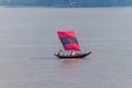 MORRELGANJ, BANGLADESH - NOVEMBER 19, 2016: Small sail boat on Pangunchi river near Morrelganj village, Banglade