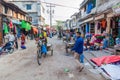 MORRELGANJ, BANGLADESH - NOVEMBER 18, 2016: Traffic on a street in Morrelganj village, Banglade