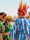 Morris dancers in conversation. Royalty Free Stock Photo